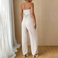 thumbnail image 4 of ClodeEU Women's Spaghetti Strap Jumpsuit, Loose Wide Leg Romper with Pockets for Summer and Vacation White,Women's Plus XL, 4 of 6