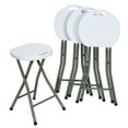 thumbnail image 1 of Gymax Ensemble de 4 Tabourets Pliants Pliables Portables Tabouret Rond Intérieur et Extérieur Blanc, 1 of 10