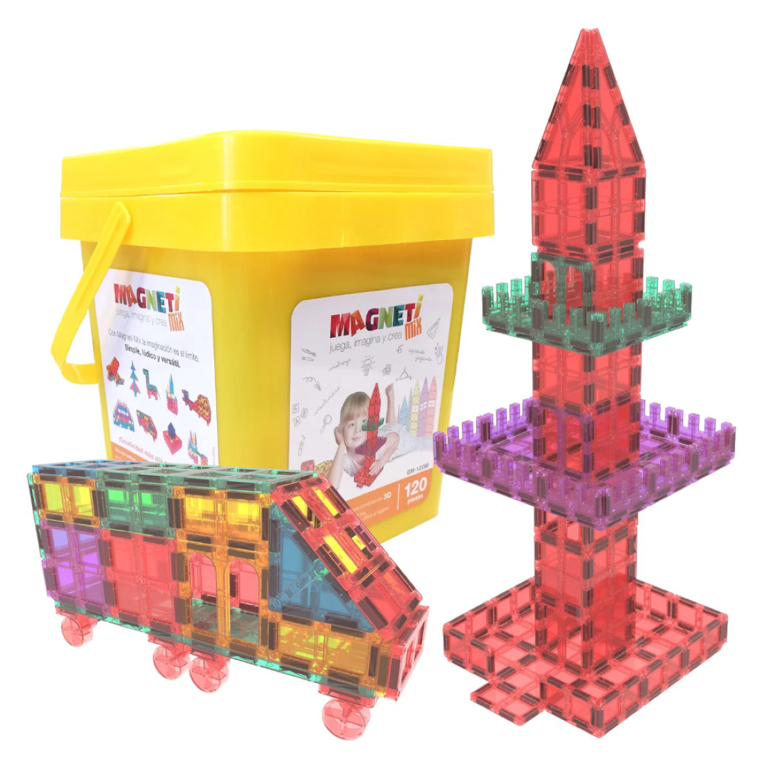 Magneo Bloques Magnéticos De Construcción – Set De 120 Piezas Con 2 Coches Incluidos – Juguete Educativo Para Niños A Partir De 3 Años, Creativo Y Seguro