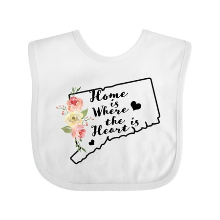 

Inktastic Connecticut Home is Where the Heart is with Watercolor Gift Baby Boy or Baby Girl Bib