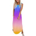 thumbnail image 1 of B91xZ Robes Printemps Été pour Femmes Col Carré Sans Manches Ourlet à Volants Froncé, Violet G, 1 of 4