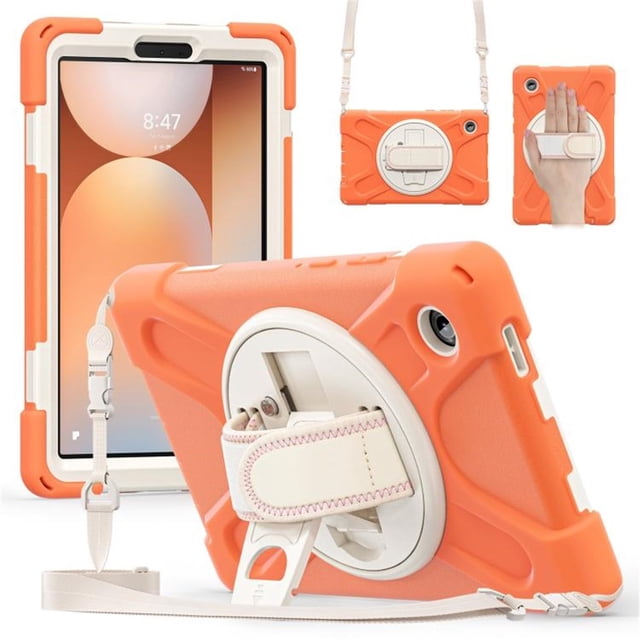 Funda para Samsung Galaxy Tab A9, Funda Protectora de Silicona Anti-caída + Capa de PC con Asa, Soporte, Correa para el Hombro, Resistente a Golpes, Funda Protectora para Tablet de Tres Pruebas, Nara