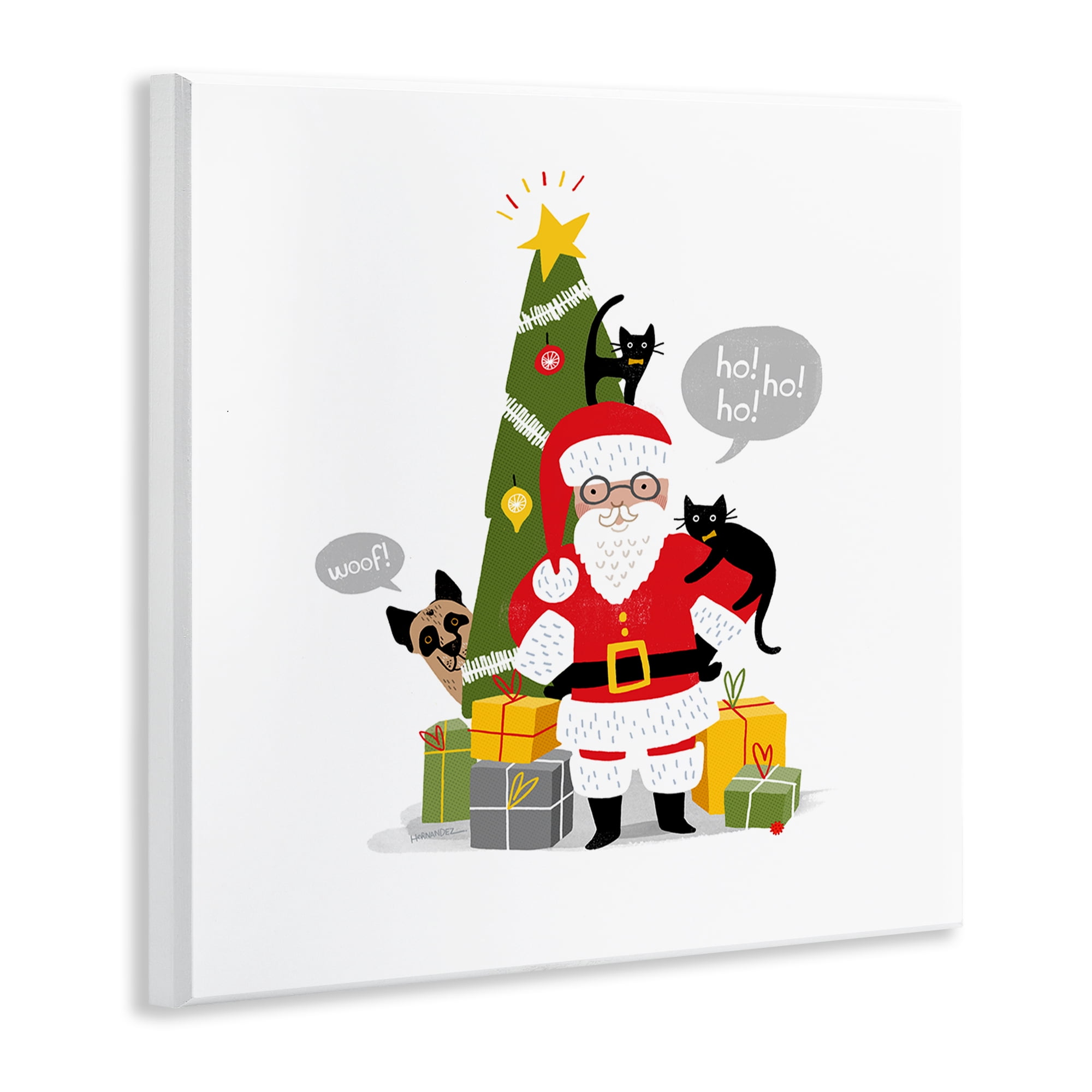 Stupell Industries Santa Paws with Pets Holiday Painting Unframed Art Prints Wall Art, 12 x 12