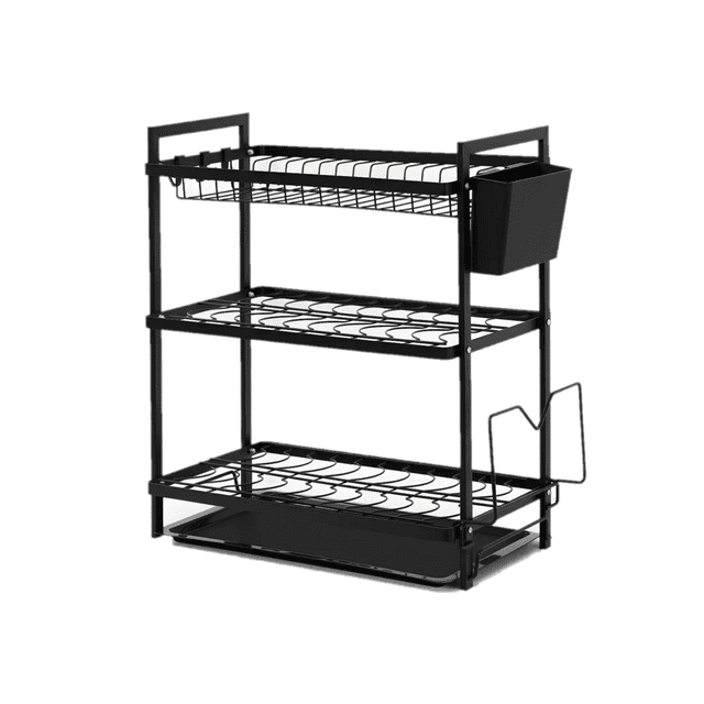 Escurridor De Platos De 3 Niveles Con Bandejas De Extraíbles Malubero Negro