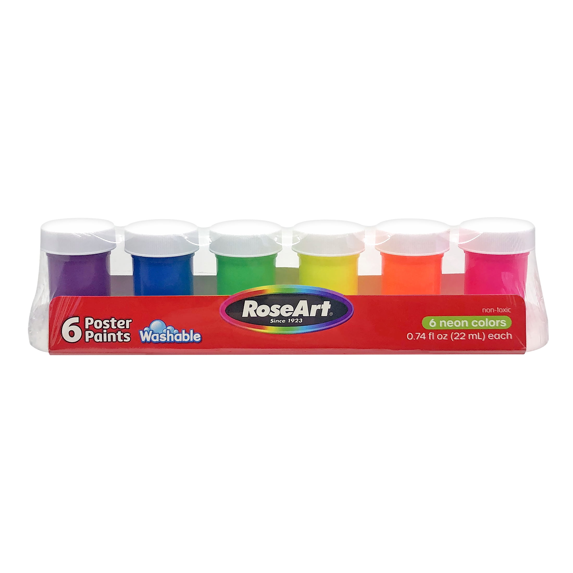 (4 pack) RoseArt  Neon Washable Tandem Paint, 6 Vibrant Colors