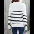 thumbnail image 4 of Suéter de Punto para Mujer, Informal, con Cuello en V, Estampado A Rayas, Holgado, de Larga M, 4 of 10