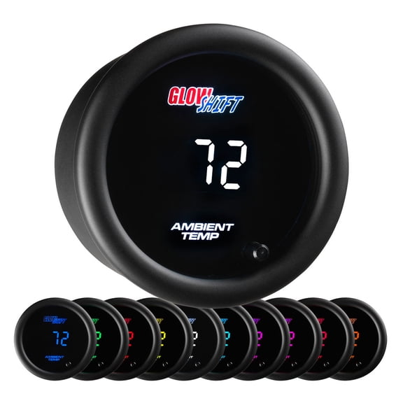 GlowShift | 2-1/16" (52mm) 10 Color Digital Series Ambient Air Temperature Gauge for Cars and Trucks