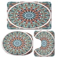thumbnail image 1 of JSDART Floral Geometry Complex Medallion Middle Ages Symbolic Tribal 3 Piece Bathroom Rugs Set Bath Rug Contour Mat and Toilet Lid Cover, 1 of 2