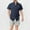 Navy, variant on Men’s & Big Men’s George Linen Crew Neck Button Down Shirts with Double Pocket, Navy, XXL