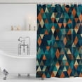 thumbnail image 2 of Teal Orange Abstract Art Shower Curtain Set - Standard 72" x 72" Washable Bathtub Curtain with 12 Hooks, Geometric Modern Art Waterproof Fabric Stall Shower Curtains for Bathroom/Bathtub Décor, 2 of 6