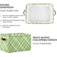 thumbnail image 3 of Storage Basket Green Plaid Foldable Canvas Laundry Baskets Bin Waterproof Inner Layer with Sturdy Handles for Toy Nursery Blanket Clothes 1 Pack, 3 of 7