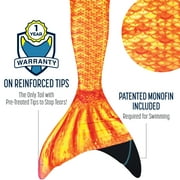 Fin Fun Mermaidens - Mermaid Swimming Tails with Monofin for Kids, Kids 10 Size, Tropical Sunrise, 2 Pcs