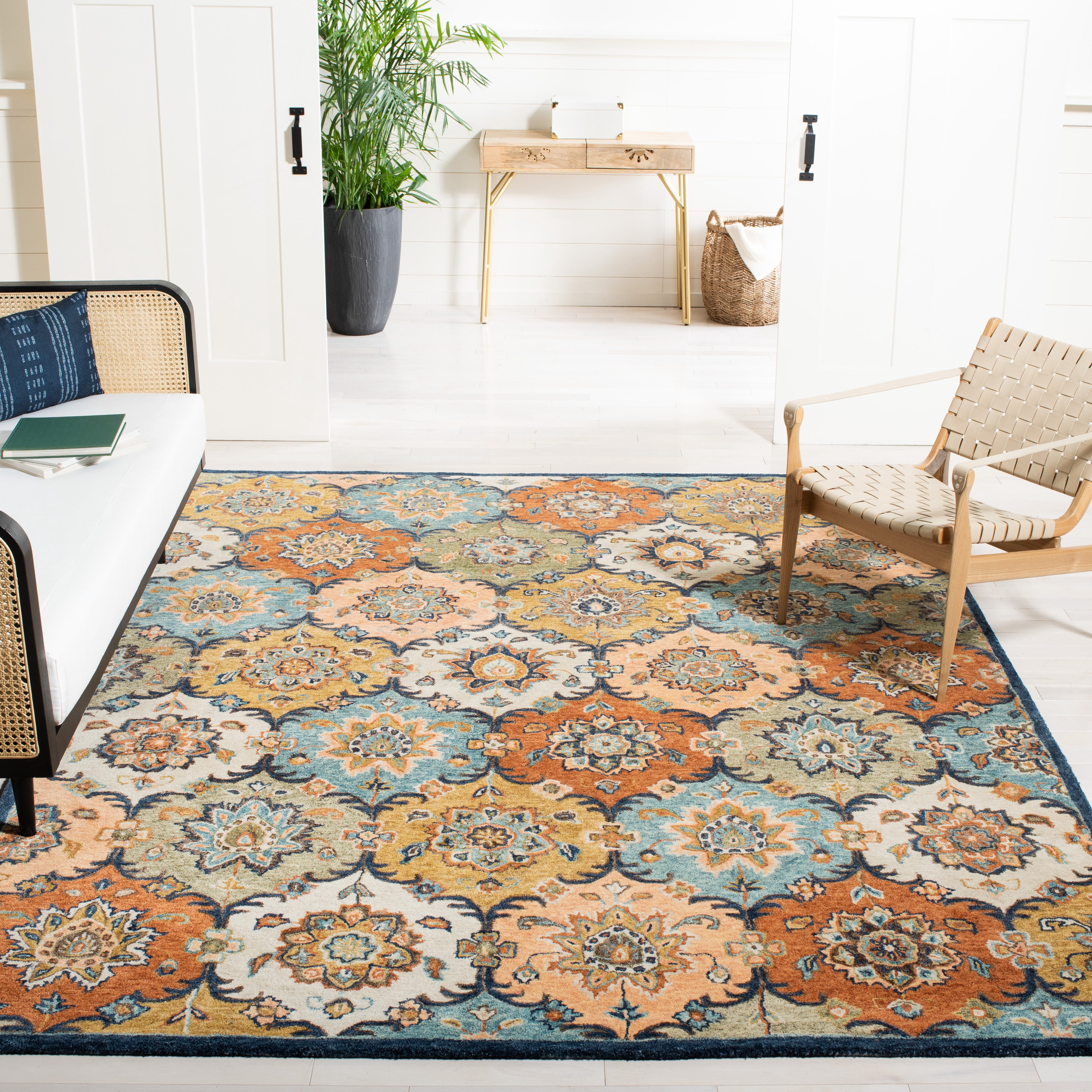 SAFAVIEH Heritage Skylar Oriental Wool Area Rug, Blue/Rust, 8' x 10'