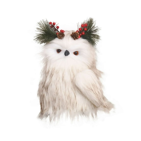 Fabric Owl Christmas Tree Topper, White, 11.5", by Holiday Time