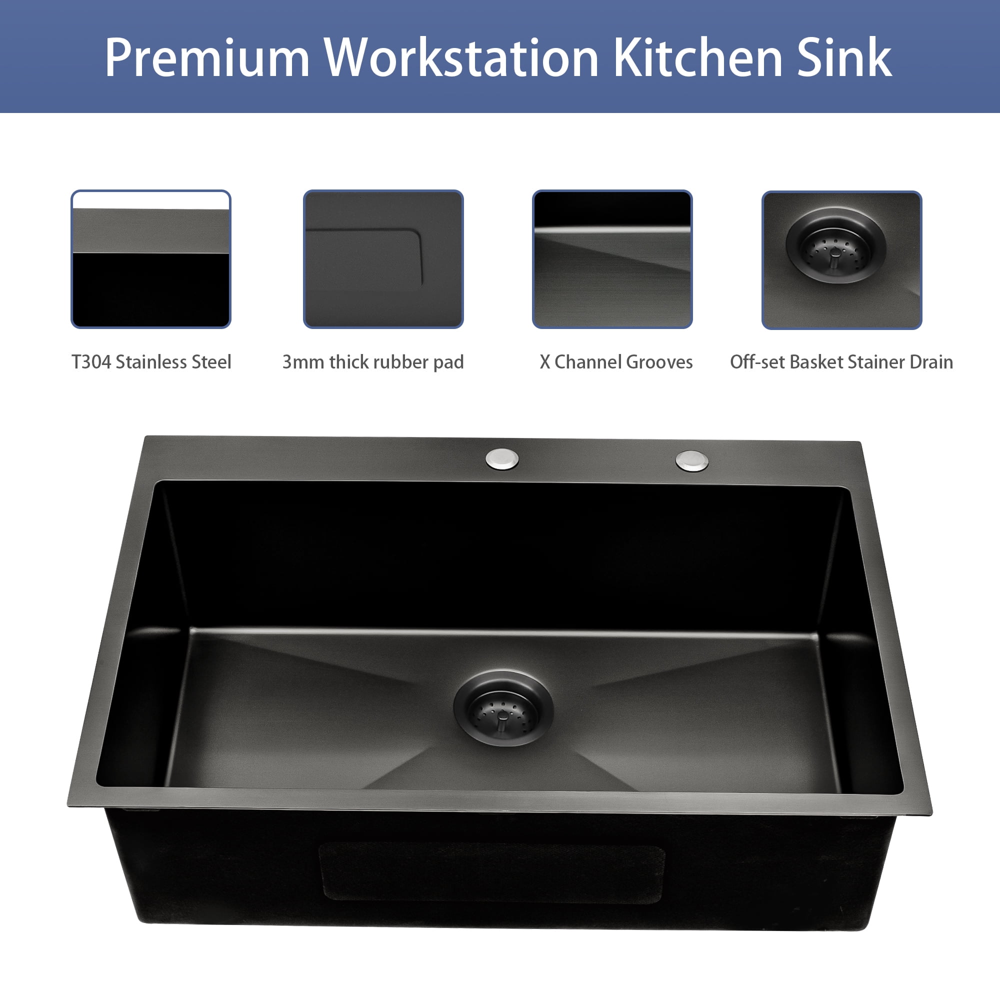 Mocoloo 30 by 22 Inch Stainless Steel Undermount Single Bowl Kitchen Sink