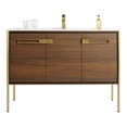 thumbnail image 2 of Fine Fixtures Oakville 48 in. W x 18 in. D x 33 in. H Bathroom Vanity in Walnut Ebony with White Ceramic Sink - Satin Brass hardware, 2 of 7