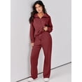 thumbnail image 2 of ORUYROP Women 2 Piece Outfits Sweatsuit Set 2023 Fall Oversized Half Zip Sweatshirt Wide Leg Sweatpant Lounge Set Tracksuit, 2 of 7