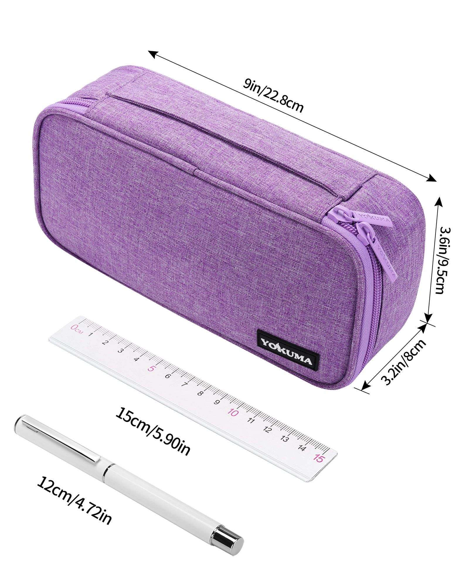 YOKUMA Pencil Case,Large Capacity Pencil Pouch,Aesthetic Zipper Pencil Box, Back to School Supplies for College Student Teen Adults, Purple