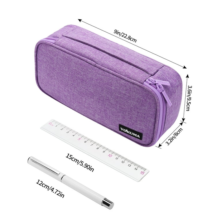 YOKUMA Pencil Case, Large Capacity Aesthetic Pencil Pouch Bag for College  Adults, Office Supplies Stationery Organizer, Purple