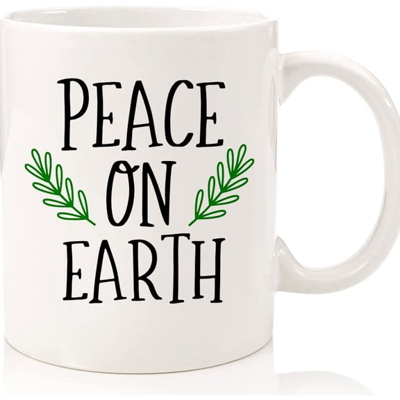 Peace On Earth Christmas Coffee Mug Or Tea Cup, Unique Positive Christmas Gift Idea For Friends Family This Holiday Season, Xmas Cocoa Mugs, Ceramic Novelty Coffee Mugs 11oz, 15oz Mug, T