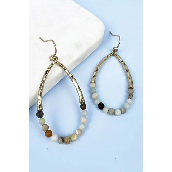 SEMI PRECIOUS TEARDROP SHAPED DROP EARRINGS