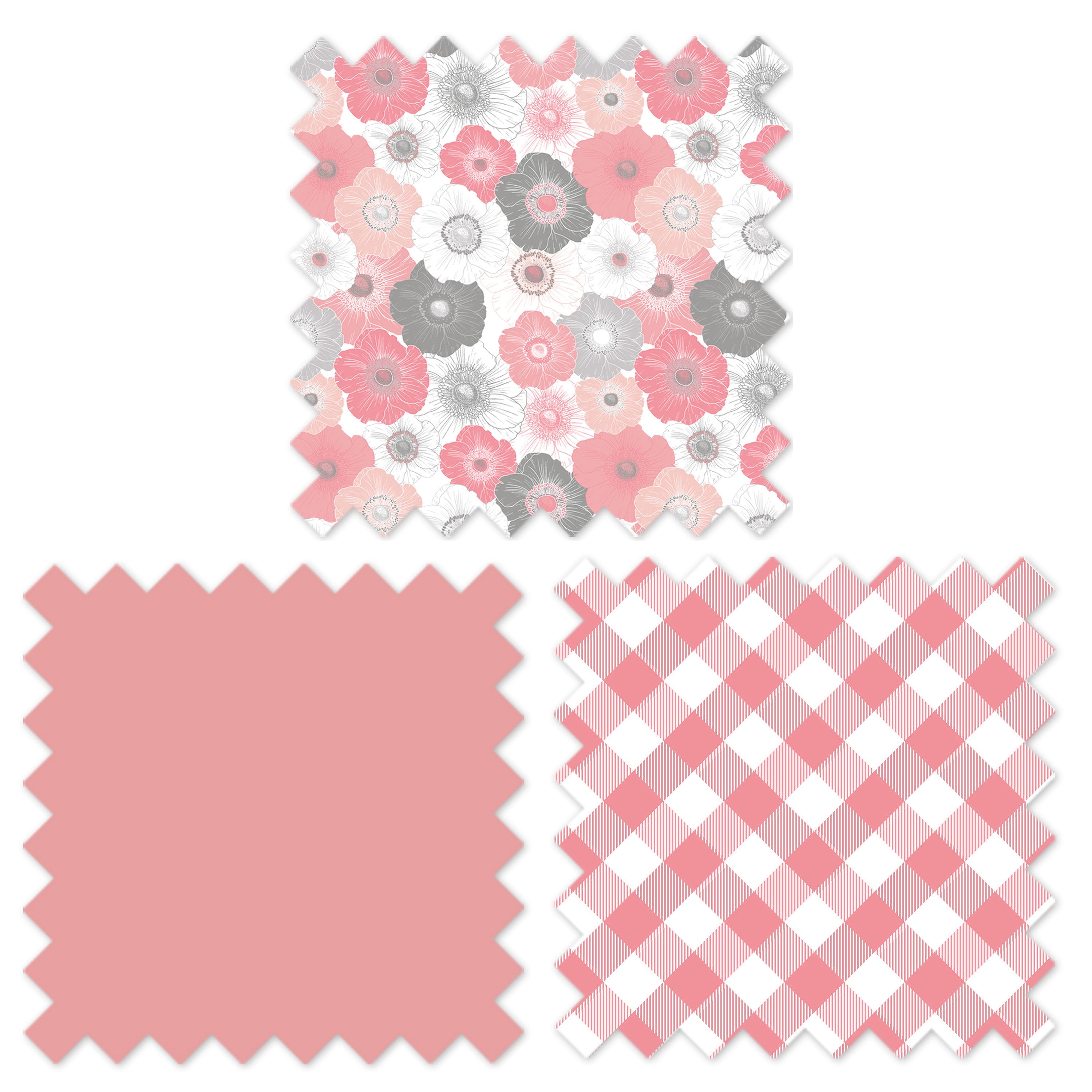 Bacati - Watercolor Flowers Coral Gray Musical Baby Crib Mobile