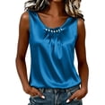 thumbnail image 2 of Gamivast Satin Tank Tops for Women Sleeveless Elegant Silky Cami Shirts Casual Summer Dressy Blouses with Beaded Neckline Flowy Lightweight Office Work Everyday Wear Blue XL, 2 of 5