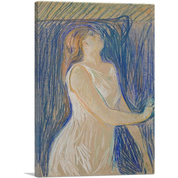 ARTCANVAS Ketch of the Model Posing 1893 Canvas Art Print by Edvard Munch - Size: 26" x 18" (0.75" Deep)