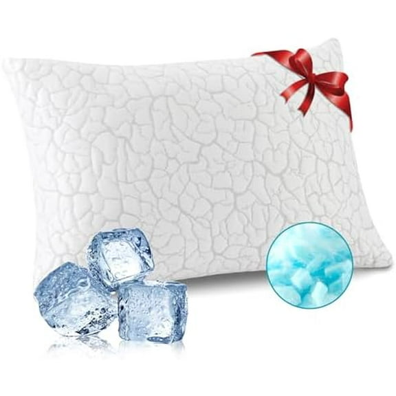 Cooling Pillows for Sleeping 1 Pack, Standard Size Adjustable Shredded Memory Foam Pillows, Firm Bed Pillows for Side, Back, Stomach, Hot Sleepers, Cold Single Pillow for College Dorm Room