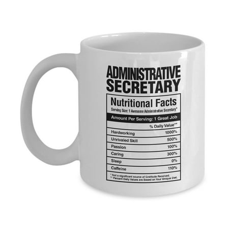 Medical Office Design Administrative Secretary Nutritional Facts Coffee & Tea Gift Mug, Secretarial Appreciation Gifts for Medical, School, Legal and Office Secretaries ()