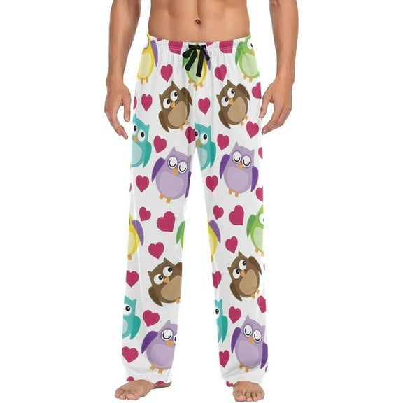 GZHJMY Owl Pajama Pants for Men, Lounge Pants Lightweight Men Pajama Bottoms with Drawstring Pockets, Christmas New Year Birthday Gifts, Small