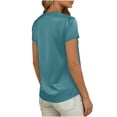 thumbnail image 6 of CYMMPU Women's Summer Solid Color Satin Button V Neck Top, Casual Short Sleeve Lightweight Elegant Blouse for Women Navy S, 6 of 6