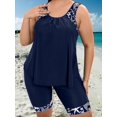 thumbnail image 4 of New Models Chic Plus Size Tankini Set - Trendy Graphic 2-piece Swimwear With Comfort Fit Round Neck Top Shorts For Beach Getaways, 4 of 5