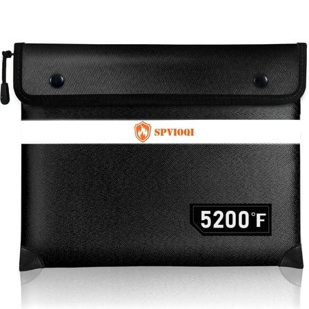 Fireproof Document Bag 5200°F with Heat Insulated, Fireproof Money Bag for Cash with Zipper and Reflective Strip, 14.2” X 11” Fireproof Safe Storage Pouch for Valuables