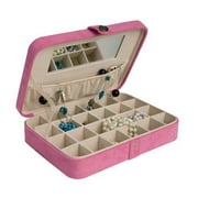 Maria Plush Fabric Jewelry Box with 24-Section in Pink