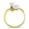 thumbnail image 3 of IP Gold(Ion Plating) Stainless Steel Ring with Synthetic Pearl in White for Women White Stone Color Style TK116G Size 9, 3 of 4