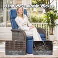 thumbnail image 3 of PARKWELL 3 Pieces Outdoor Recliner Chair Set,Patio Reclining Lounge Chair with Side Table,All-Weather Wicker Adjustable Cushioned Recliner with Footrest for Garden Balcony Yard, Navy, 3 of 7