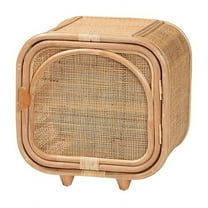 bali & pari Keita Bohemian Natural Rattan and Mahogany Wood Nightstand