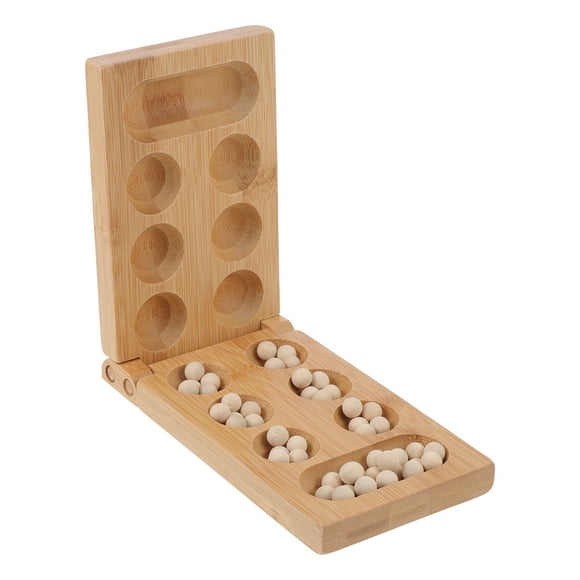 CIMAXIC Mancala Board Game in Khaki Color Made of Synthetic Material for Home Fun Easy Storage Design Lightweight and Pocket Size,6.3"X3.94"X1.26"