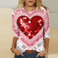 thumbnail image 2 of Valentine's 3/4 Sleeve Tops for Women Dressy Heart Printed Shirts Crew Neck Holiday Tunics Three Quarter Length Sleeve T-Shirt Cute Funny Outfits 2026 Summer Tops, 2 of 6