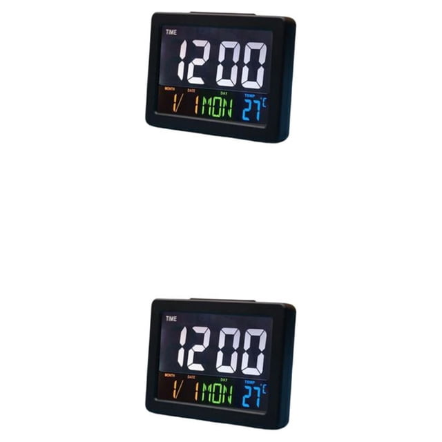 Reloj despertador LCD Wosthever colorido pantalla grande 2Conjunto Negro