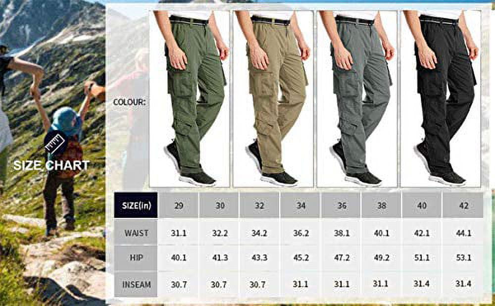linlon Hiking Pants for Men, Outdoor Lightweight Quick Dry Fishing Pants  Casual Cargo Pants with 8 Pockets,Khaki,34