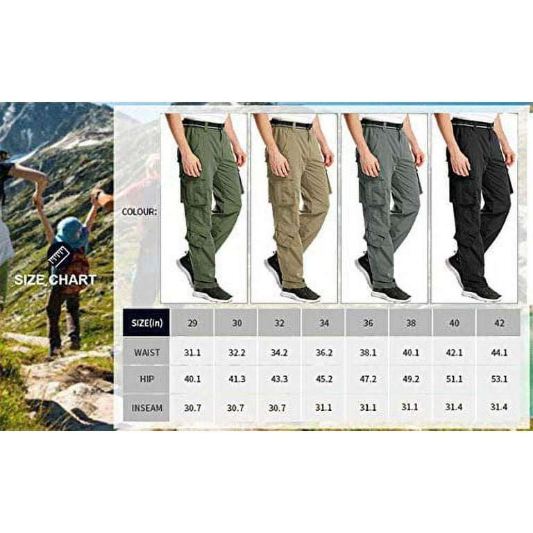 linlon Hiking Pants for Men, Outdoor Lightweight Quick Dry Fishing Pants Casual Cargo Pants with 8 Pockets,Khaki,34
