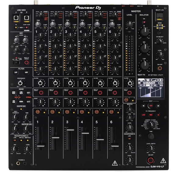 Pioneer DJ DJM-V10-LF Mezcladora de DJ profesional de 6 canales de estilo creativo con faders de lar