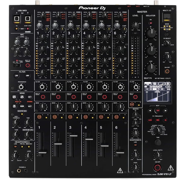 Pioneer DJ DJM-V10-LF Mezcladora de DJ profesional de 6 canales de estilo creativo con faders de lar