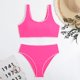 thumbnail image 4 of Augper Swim Trunks Women's Bathing Suits Split High Waist Backless Solid Color Bikinis Sets, 4 of 5