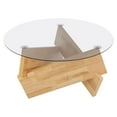 thumbnail image 4 of 31.5 in Modern Side Table with Tempered Glass Top, Round End Table, 4 of 15