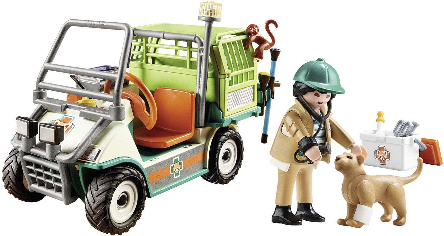 PLAYMOBIL Zoo Vet with Medical Cart Action Figure Set, 65 Pieces