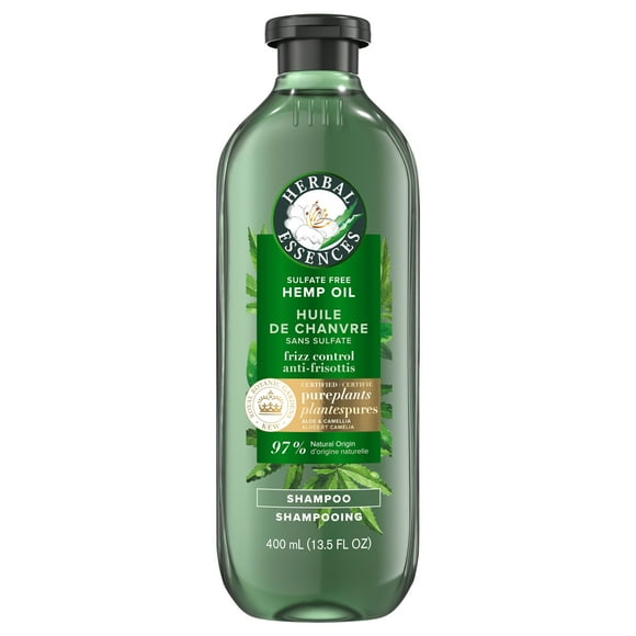 Herbal Essences Hemp Oil Sulfate Free Shampoo, Frizz Control, with Certified Camellia Oil and Aloe Vera, For All Hair Types, Especially Frizzy Hair