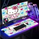 thumbnail image 2 of Alfombrilla de ratón con teclado para jugadores de Pc Hello Kitty RGB, alfombrilla de ratón LED brillante, alfombrillas de ratón de goma para juegos, alfombrilla para ordenador, 2 of 4